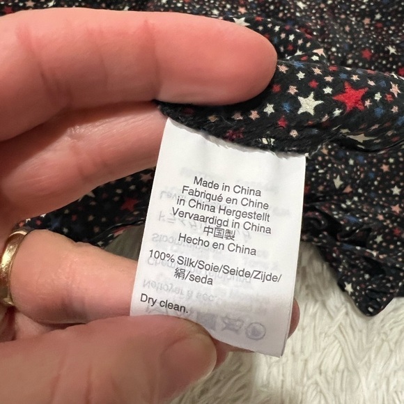 Madewell Silk Ruffle-Hem Wrap Top in Starry Night - size XS - Picture 6 of 9